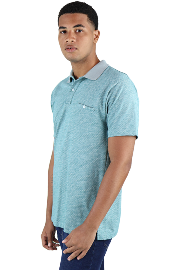 Playera Tipo Polo Tela Tipo Tejido Color Verde Con Bolsa Falsa Para Caballero